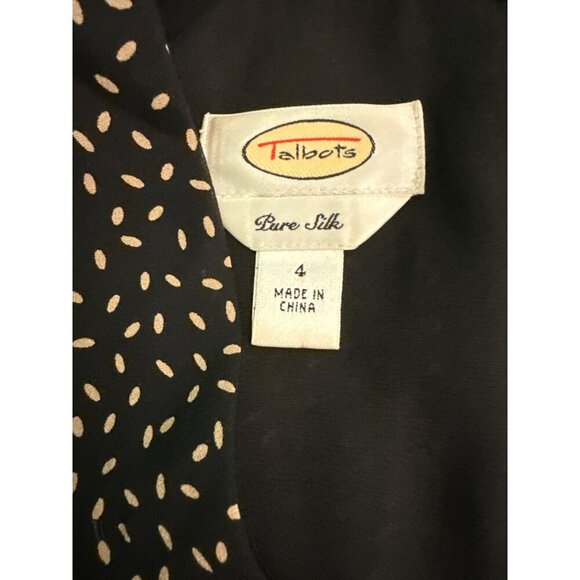 Talbots Pure Silk Black & White Polka Dot Sleeveless Wrap Dress Size 4 - Picture 3 of 5